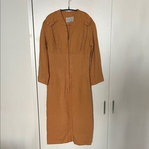 Vintage 1950s De De Johnson of Moygashel Camel Linen Dress